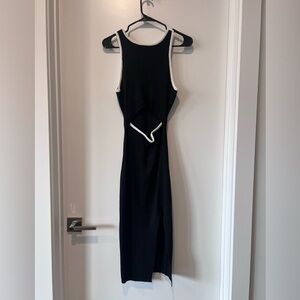 Black and White Cut Out Sweater Dress